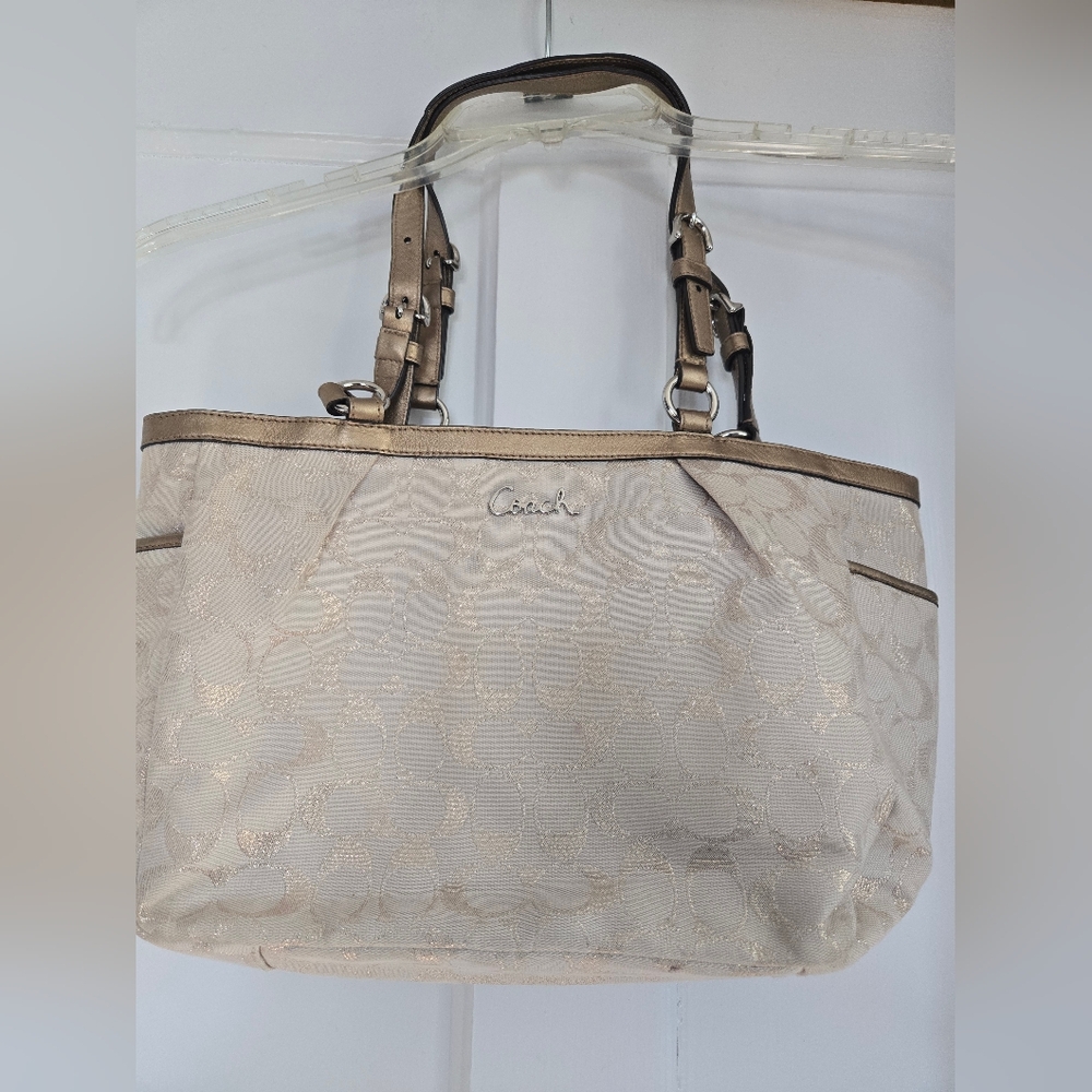 Coach Signature Canvas Shoulder Bag in Champagne - Picture 14 of 14